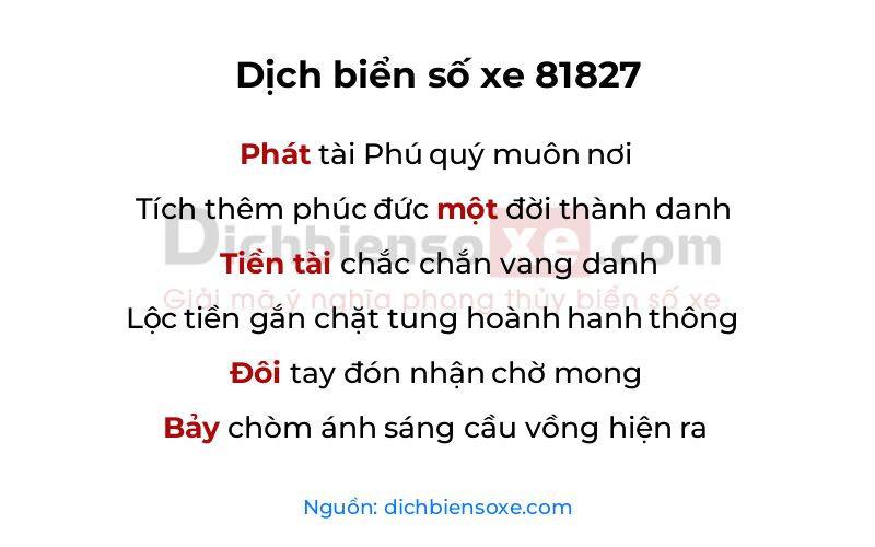 Dịch thơ biển số 81827
