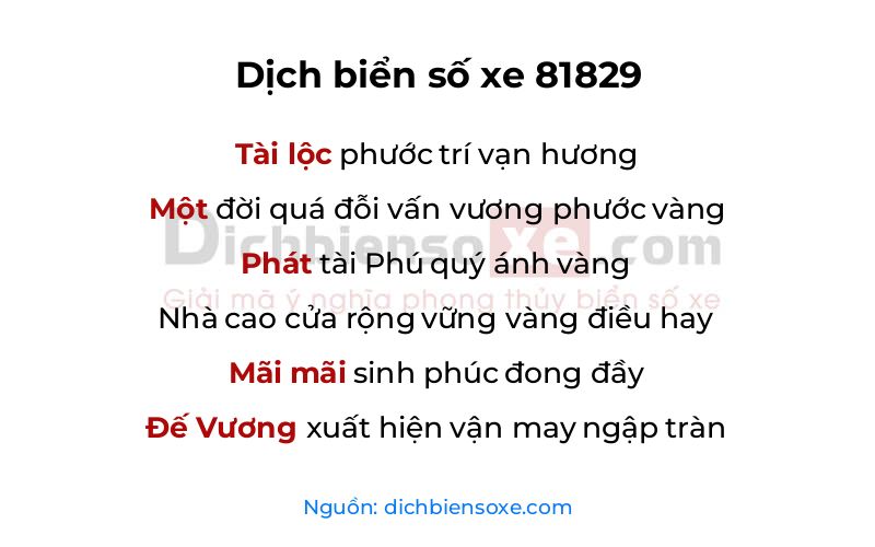 Dịch thơ biển số 81829