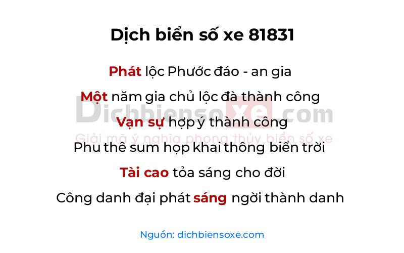 Dịch thơ biển số 81831