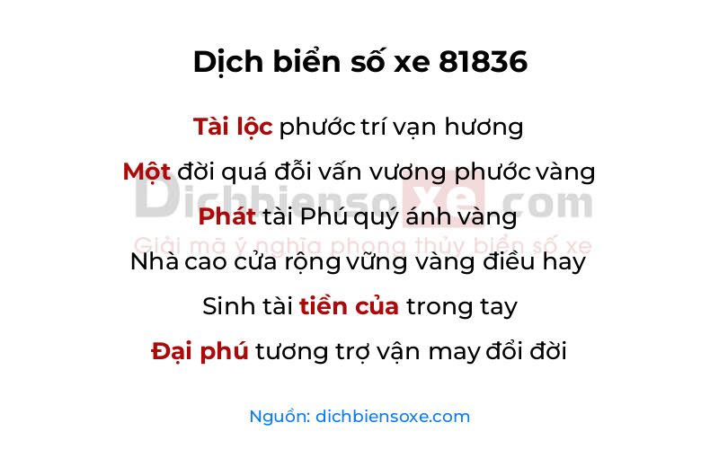 Dịch thơ biển số 81836
