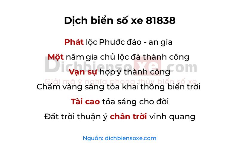 Dịch thơ biển số 81838