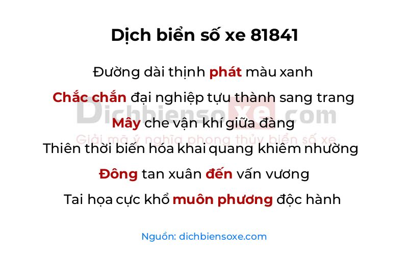 Dịch thơ biển số 81841