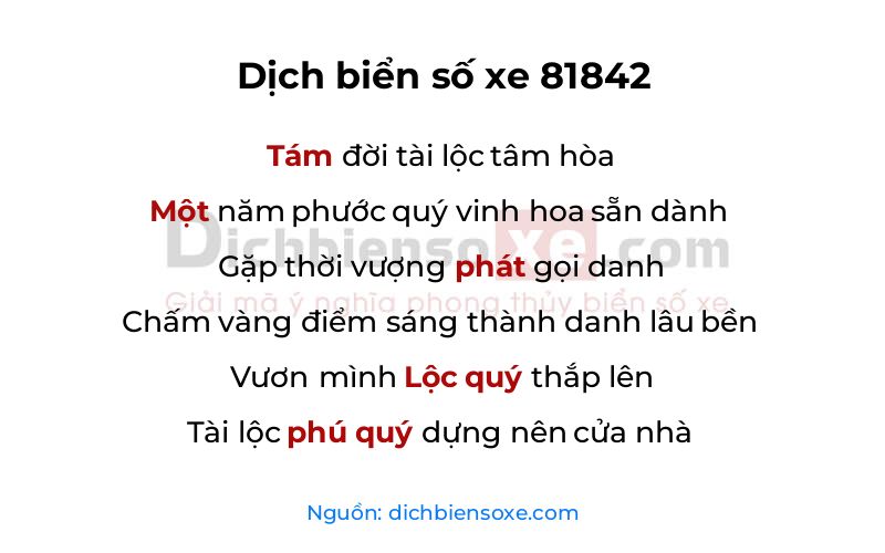 Dịch thơ biển số 81842