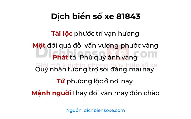 Dịch thơ biển số 81843