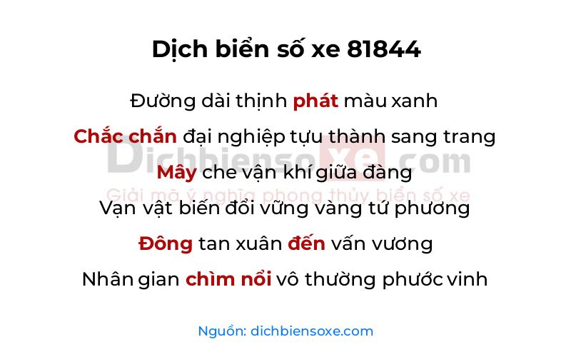 Dịch thơ biển số 81844