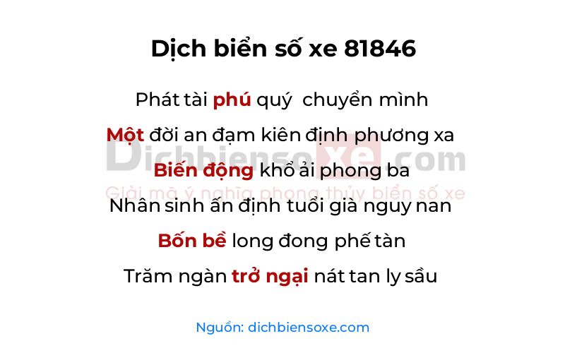 Dịch thơ biển số 81846