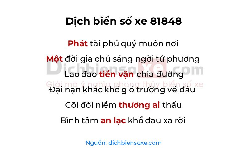Dịch thơ biển số 81848