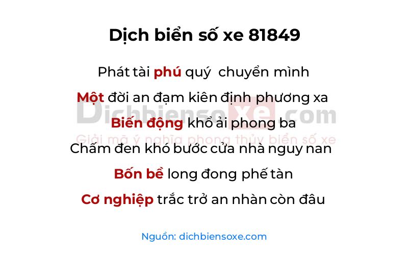 Dịch thơ biển số 81849
