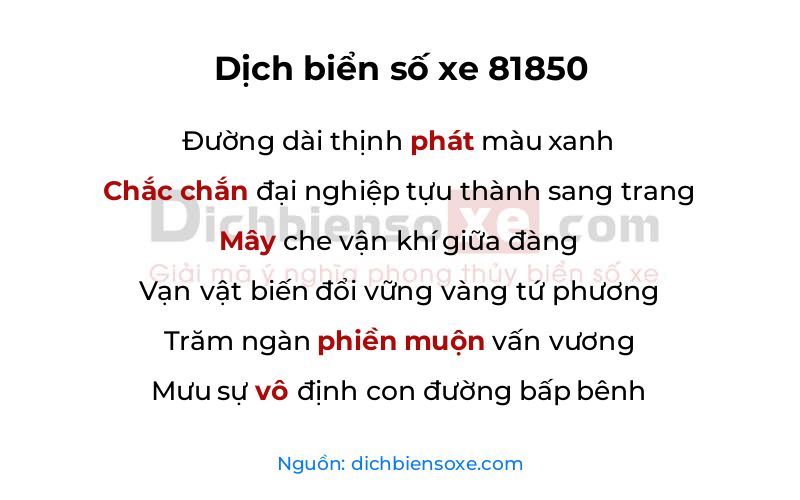 Dịch thơ biển số 81850