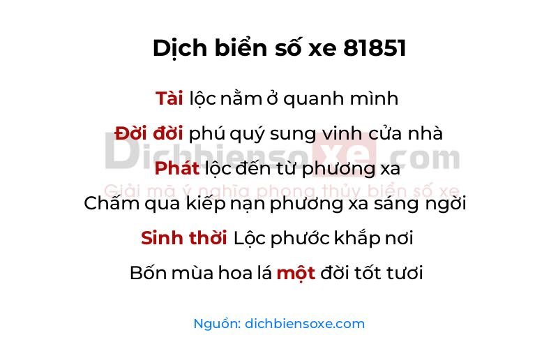 Dịch thơ biển số 81851