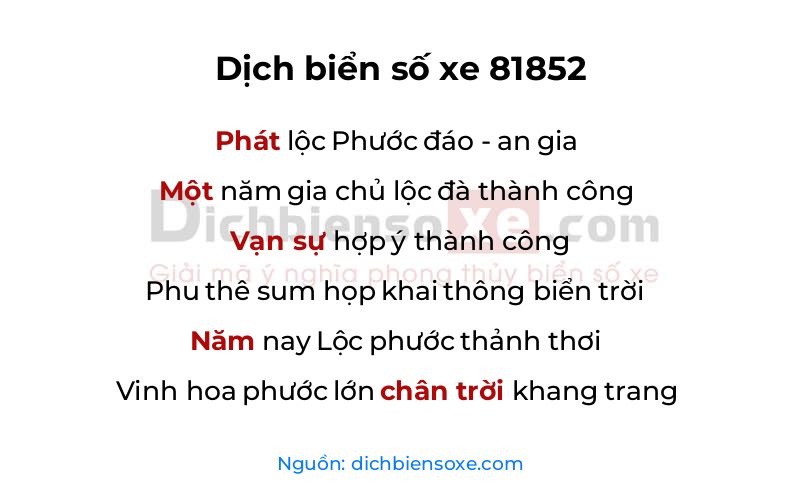 Dịch thơ biển số 81852