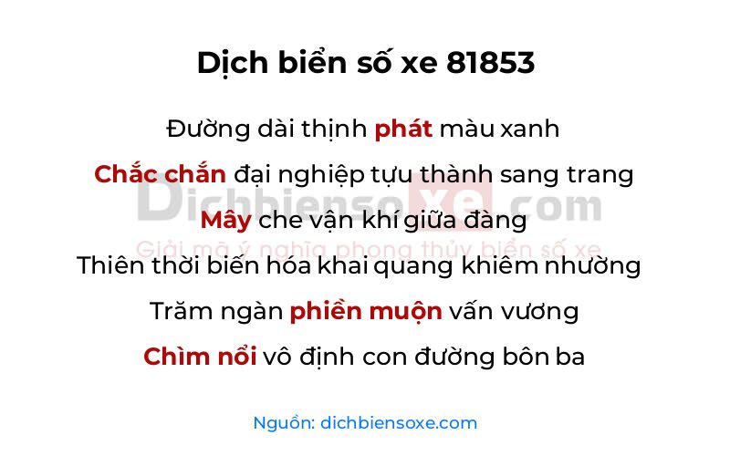 Dịch thơ biển số 81853