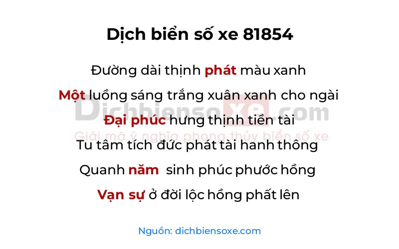 Dịch thơ biển số 81854