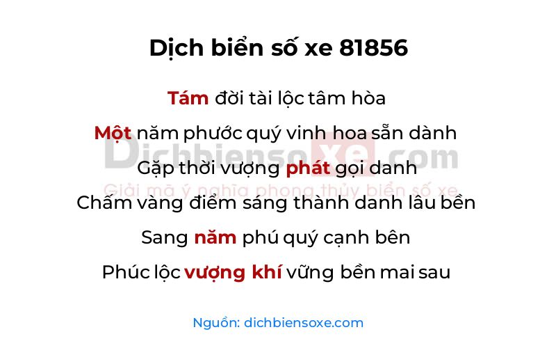 Dịch thơ biển số 81856