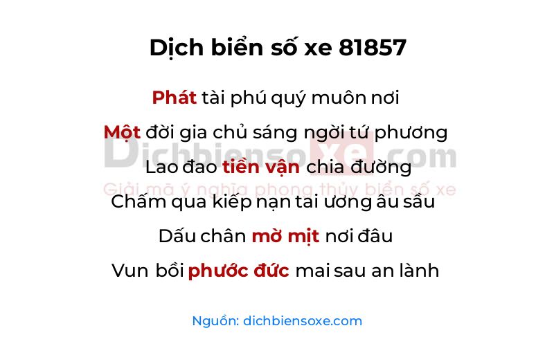 Dịch thơ biển số 81857