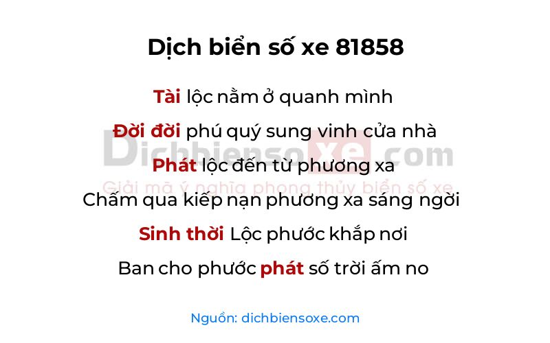 Dịch thơ biển số 81858