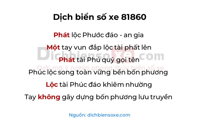 Dịch thơ biển số 81860