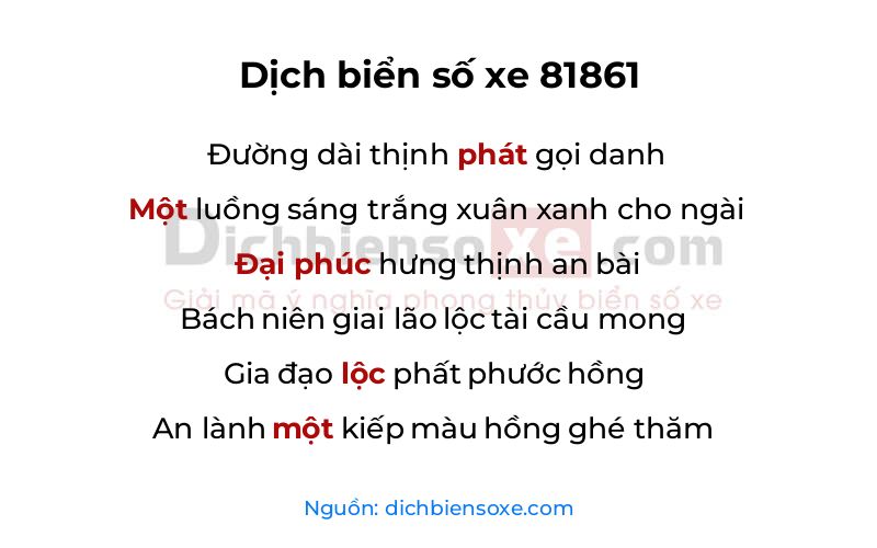 Dịch thơ biển số 81861