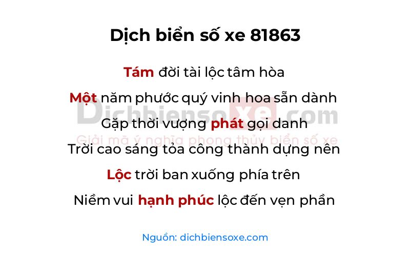 Dịch thơ biển số 81863
