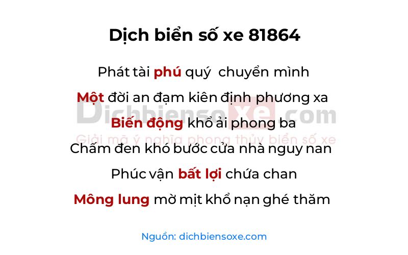 Dịch thơ biển số 81864