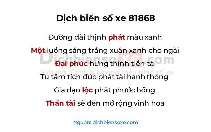 Dịch thơ biển số 81868