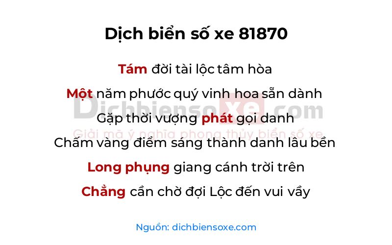 Dịch thơ biển số 81870