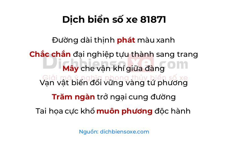 Dịch thơ biển số 81871