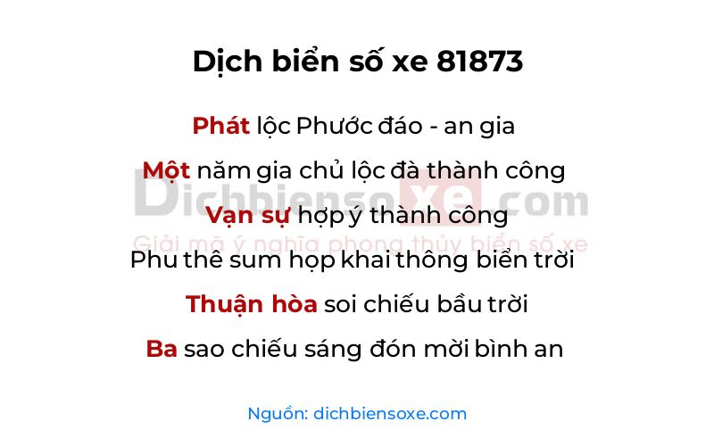 Dịch thơ biển số 81873