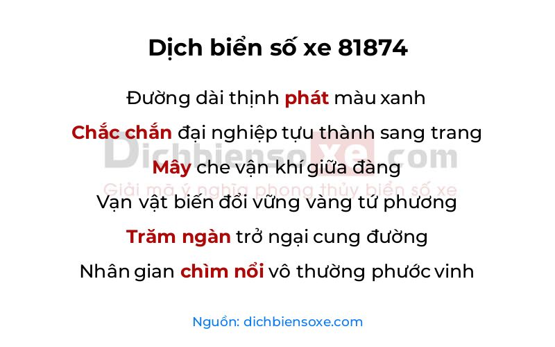 Dịch thơ biển số 81874