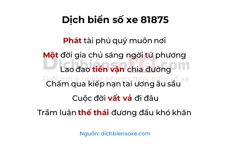 Dịch thơ biển số 81875