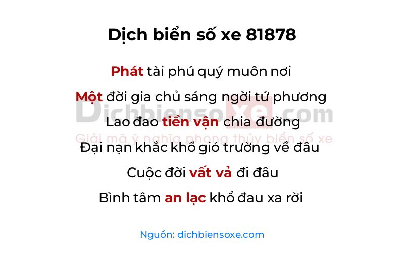 Dịch thơ biển số 81878
