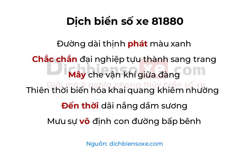 Dịch thơ biển số 81880