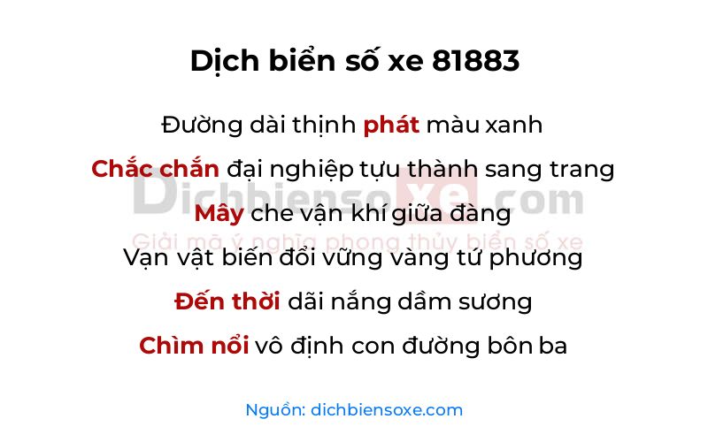 Dịch thơ biển số 81883