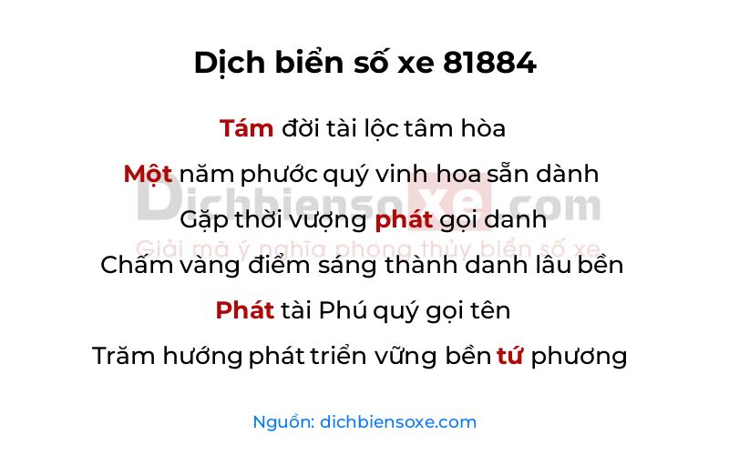 Dịch thơ biển số 81884