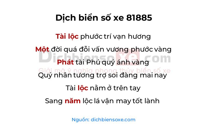 Dịch thơ biển số 81885