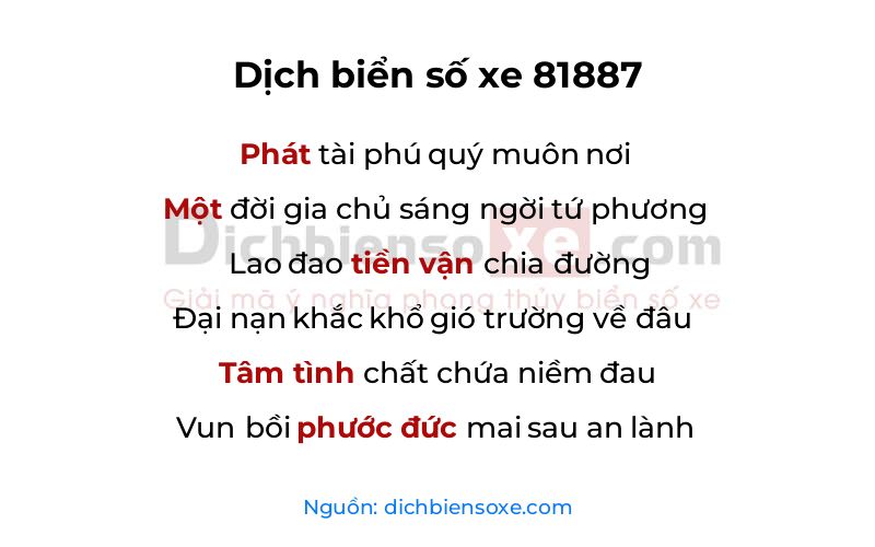 Dịch thơ biển số 81887
