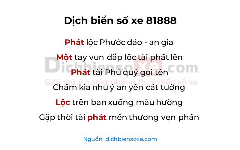 Dịch thơ biển số 81888