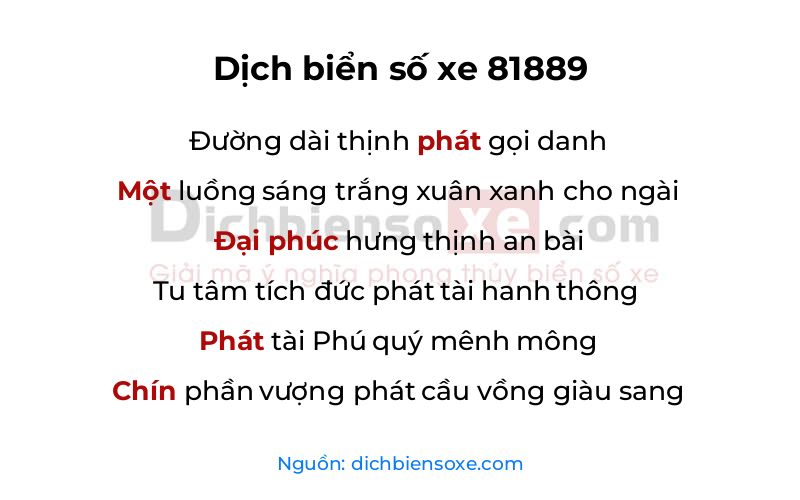 Dịch thơ biển số 81889