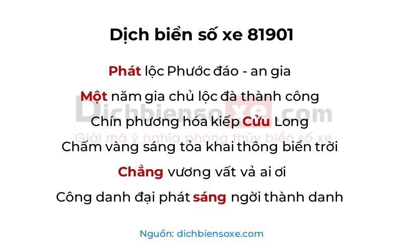 Dịch thơ biển số 81901