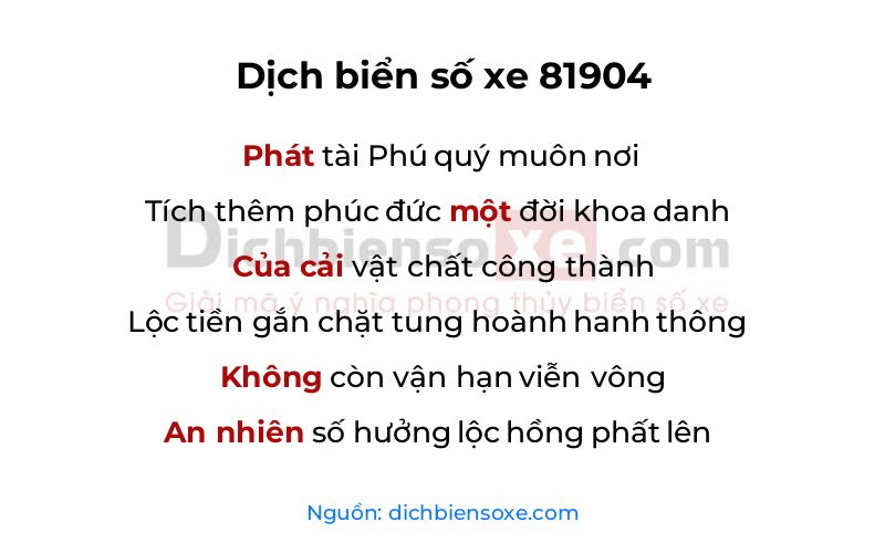 Dịch thơ biển số 81904