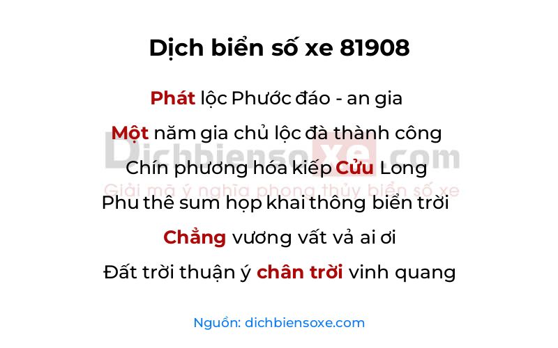 Dịch thơ biển số 81908