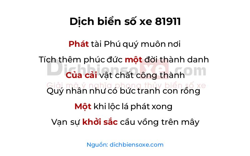 Dịch thơ biển số 81911