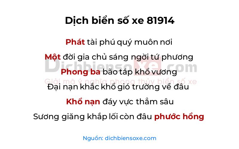 Dịch thơ biển số 81914