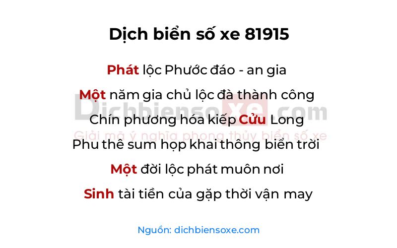 Dịch thơ biển số 81915