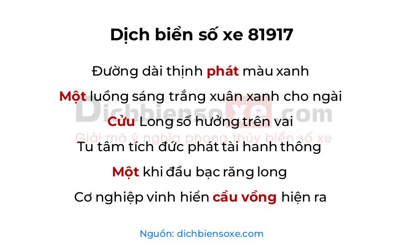 Dịch thơ biển số 81917