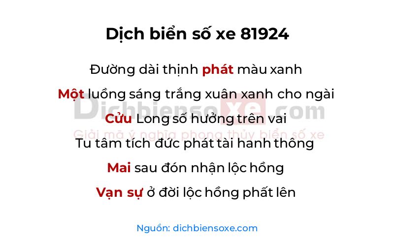 Dịch thơ biển số 81924