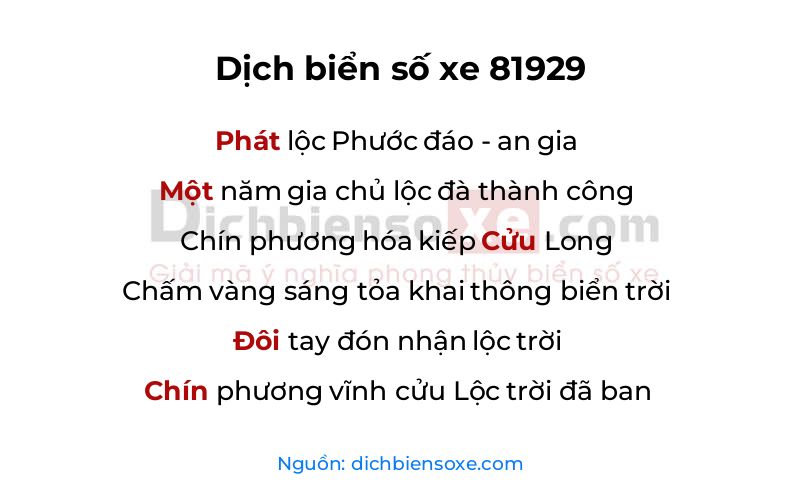 Dịch thơ biển số 81929