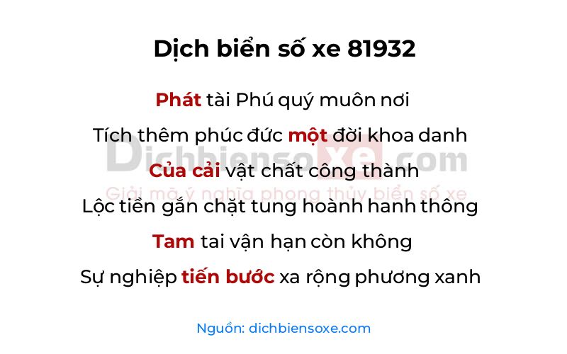 Dịch thơ biển số 81932