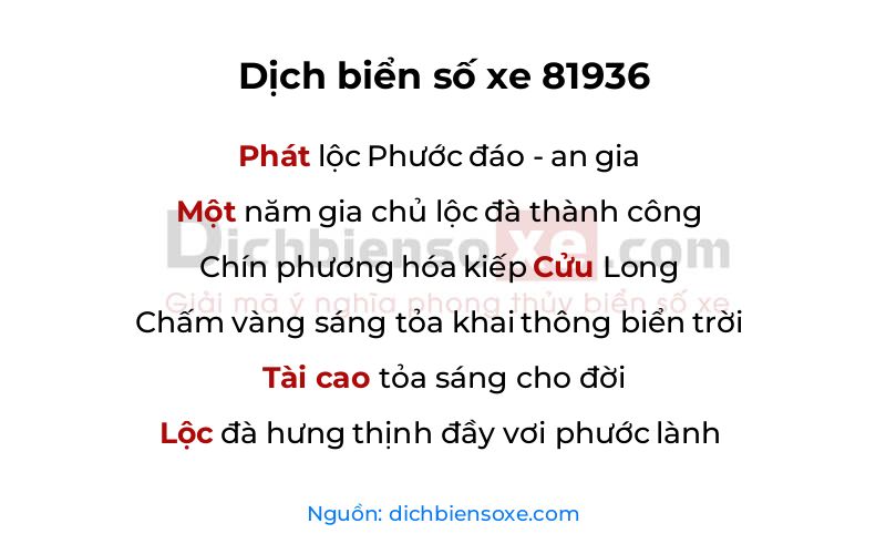 Dịch thơ biển số 81936