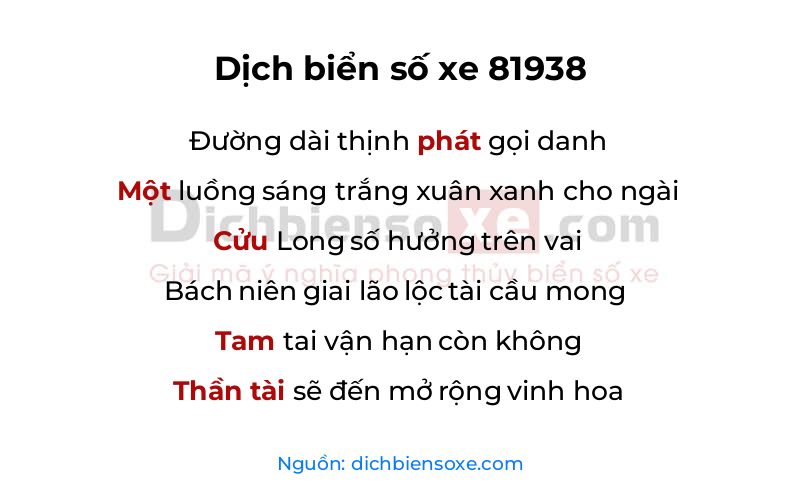 Dịch thơ biển số 81938